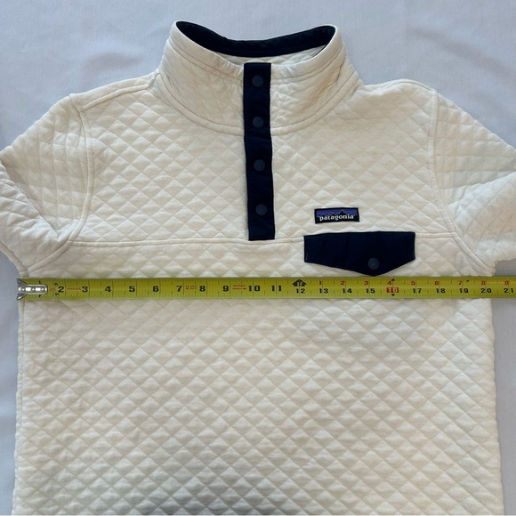 Patagonia Snap T Quilted Pullover Sweater Cream/Navy Blue Size Medium - Picture 4 of 10
